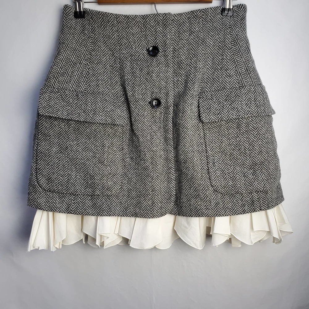 Monse Gray Wool Layered Mini Skirt Sz. 6